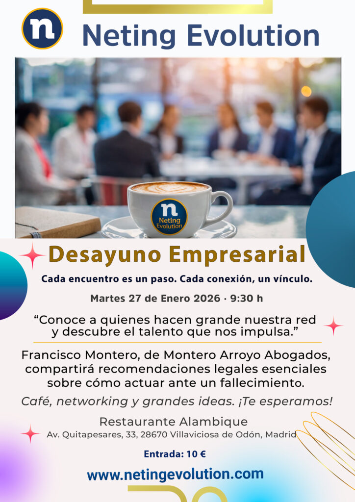 Cartel del Desayuno Empresarial de Neting Evolution del 27 de enero de 2026