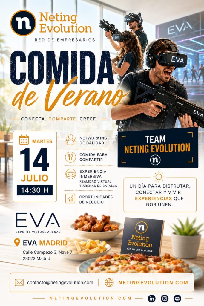 Cartel del Comida de Verano de Neting Evolution del 14 de julio de 2026
