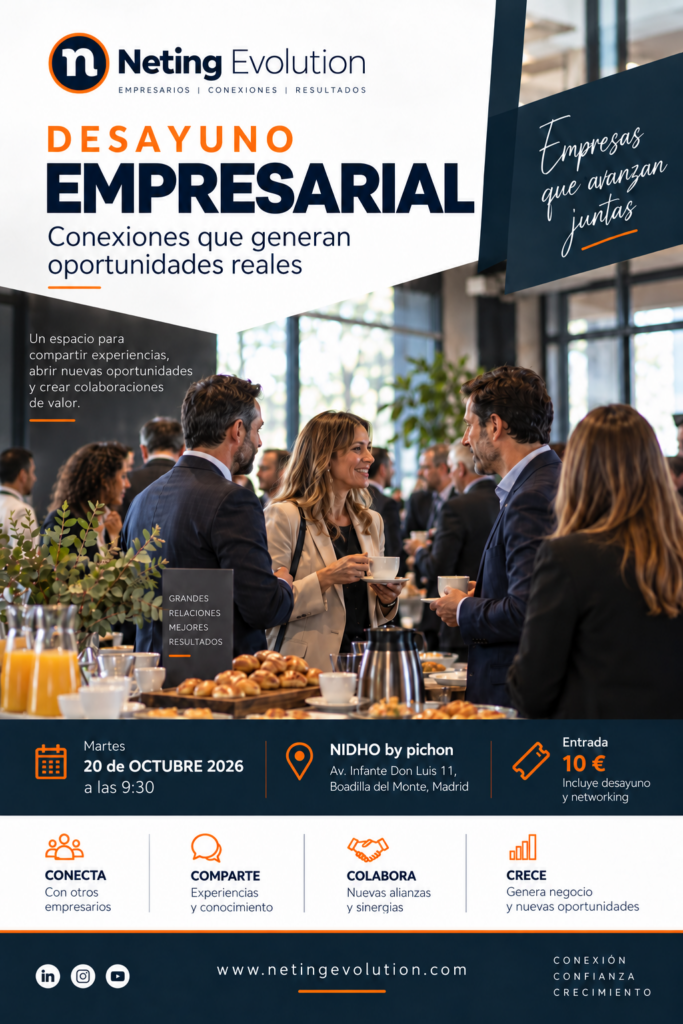 Cartel del Desayuno Empresarial de Neting Evolution del 20 de octubre de 2026