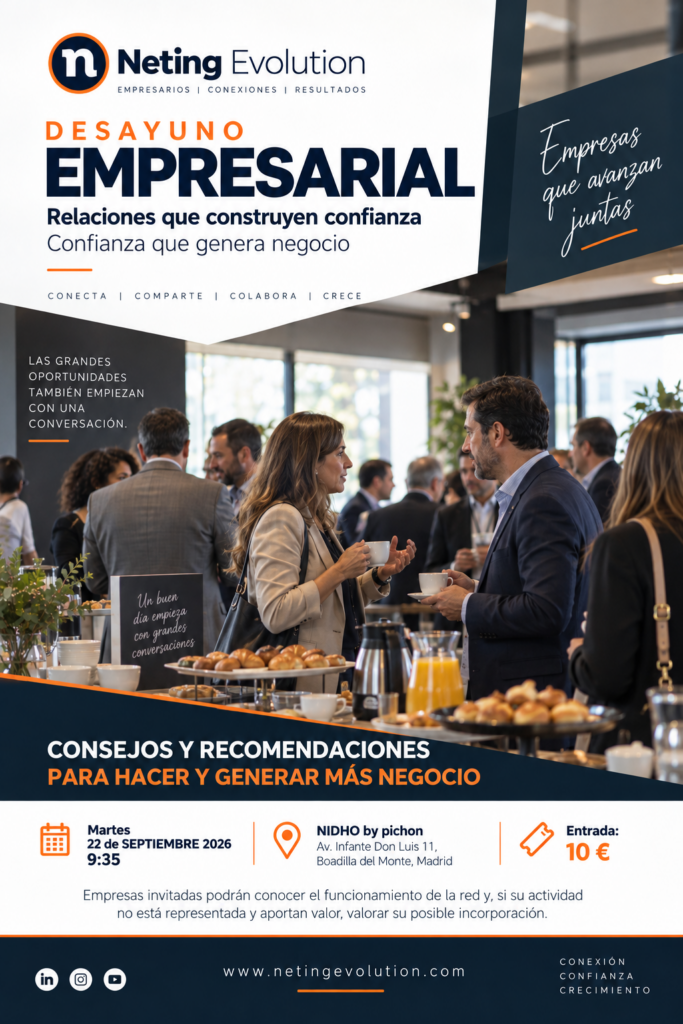 Cartel del Desayuno Empresarial de Neting Evolution del 22 de septiembre de 2026